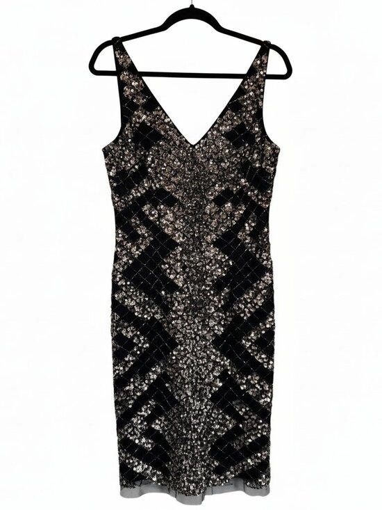 Adrianna Papell Dresses & Skirts - Vintage Sequin Geometric Bodycon Mini Dress Party Cocktail New Years Eve Holiday